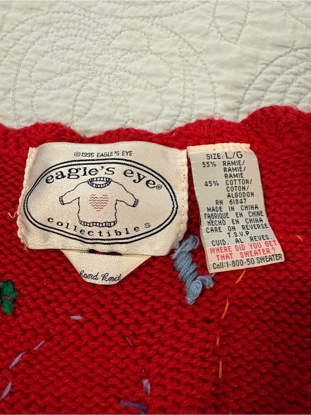 Vintage Eagle’s Eye hand knit sweater vest. Size large. - Picture 3 of 7